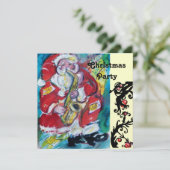 SANTA & SAX, CHRISTMAS PARTY Gold Metallic Kaart (Staand voorkant)