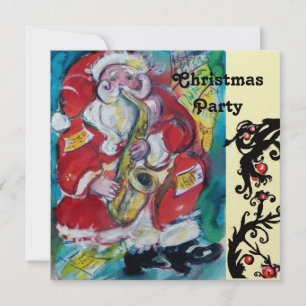 SANTA & SAX, CHRISTMAS PARTY Gold Metallic Kaart