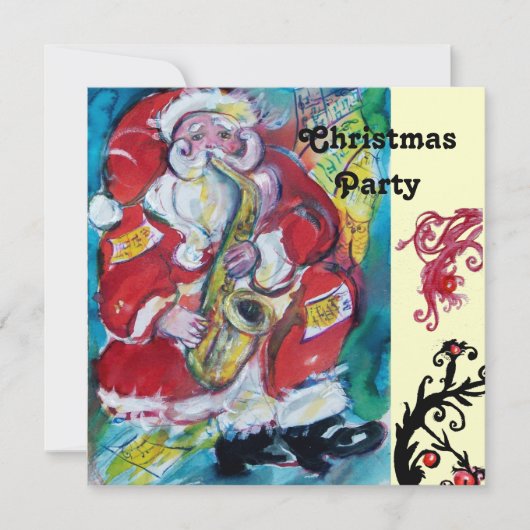 SANTA & SAX, CHRISTMAS PARTY Gold Metallic Kaart (Voorkant)