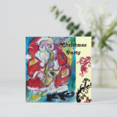 SANTA & SAX, CHRISTMAS PARTY Gold Metallic Kaart (Staand voorkant)