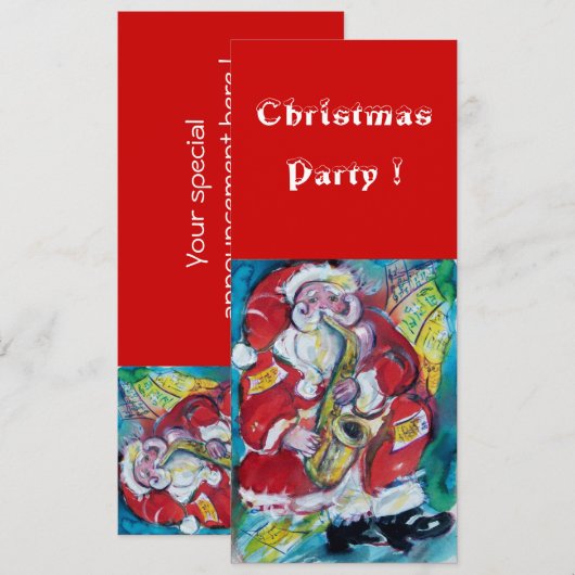 SANTA & SAX, CHRISTMAS PARTY KAART (Voorkant / Achterkant)