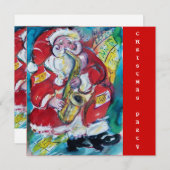 SANTA & SAX, CHRISTMAS PARTY KAART (Voorkant / Achterkant)