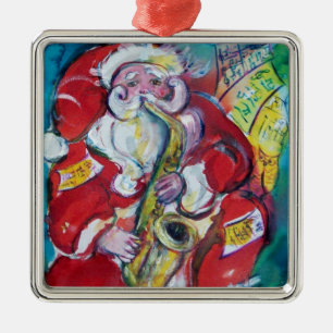 SANTA & SAX, CHRISTMAS PARTY METALEN ORNAMENT