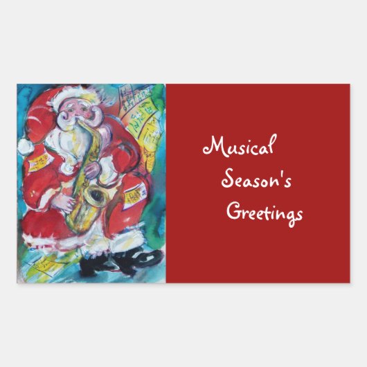 SANTA & SAX, CHRISTMAS PARTY RECHTHOEKIGE STICKER (Voorkant)