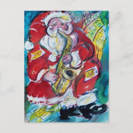 SANTA & SAX, KERSTPARTY BRIEFKAART (Voorkant)