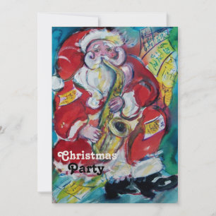 SANTA & SAX, KERSTPARTY Goud Metaalglans Kaart