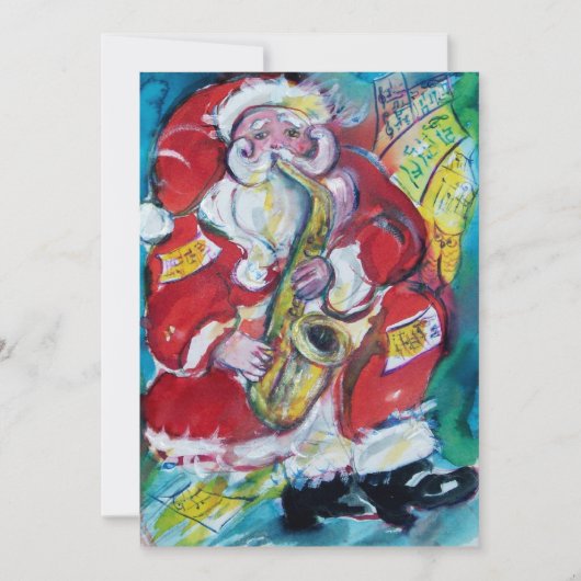 SANTA & SAX, KERSTPARTY KAART (Voorkant)