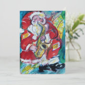 SANTA & SAX, KERSTPARTY KAART (Staand voorkant)