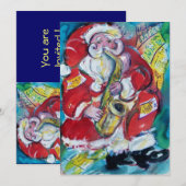 SANTA & SAX, KERSTPARTY KAART (Voorkant / Achterkant)