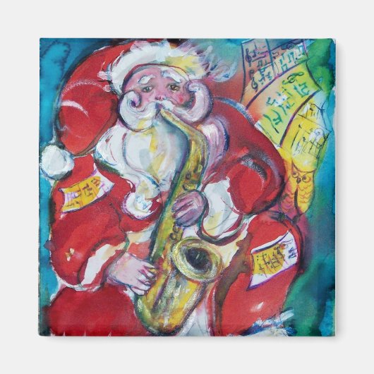 SANTA & SAX, KERSTPARTY MAGNEET (Voorkant)