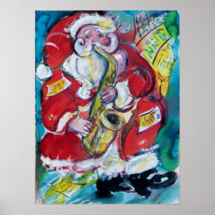 SANTA & SAX, KERSTPARTY POSTER