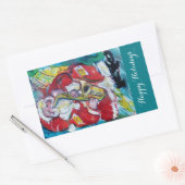 SANTA & SAX, MUSICAL CHRISTMAS PARTY RECHTHOEKIGE STICKER (Envelop)