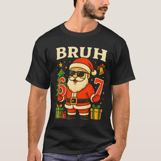 Santa Says 67 Bruh Santa Funny Pajamas 67 Meme Chr T-shirt (Voorkant)
