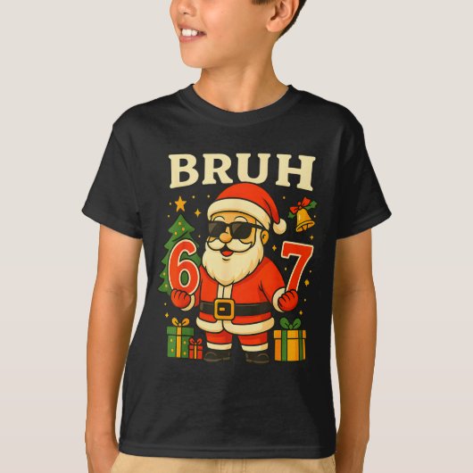 Santa Says 67 Bruh Santa Funny Pajamas 67 Meme Chr T-shirt (Voorkant)