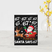 Santa Says 67 Funny Christmas Six Seven Meme Holid Kaart (Gele Bloem)