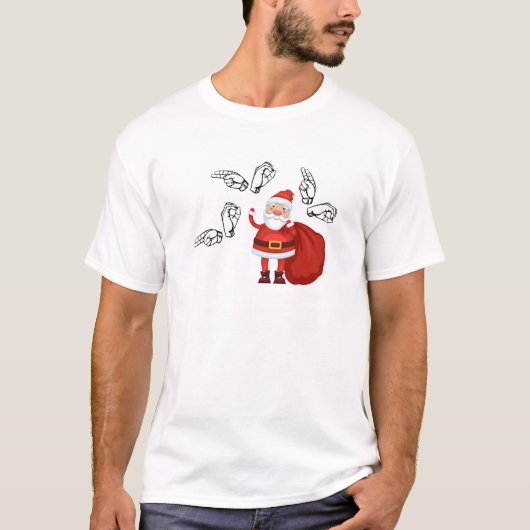 Santa Says Ho Ho Ho in ASL T-shirt (Voorkant)