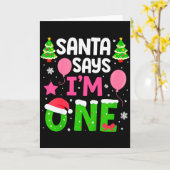 Santa Says I’m One Years 1st Birthday Toddler Girl Kaart (Gele Bloem)