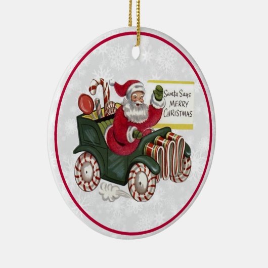 Santa Says Merry Kerstmis Keramisch Ornament (Rechts)