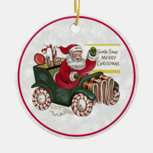 Santa Says Merry Kerstmis Keramisch Ornament