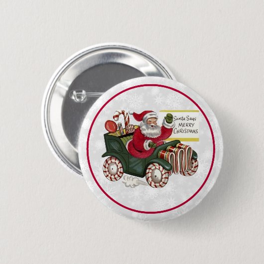 Santa Says Merry Kerstmis Ronde Button 5,7 Cm (Voorkant /achterkant)