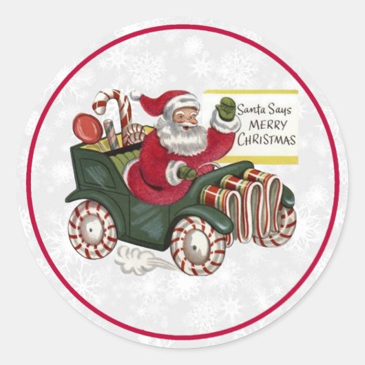Santa Says Merry Kerstmis Ronde Sticker (Voorkant)