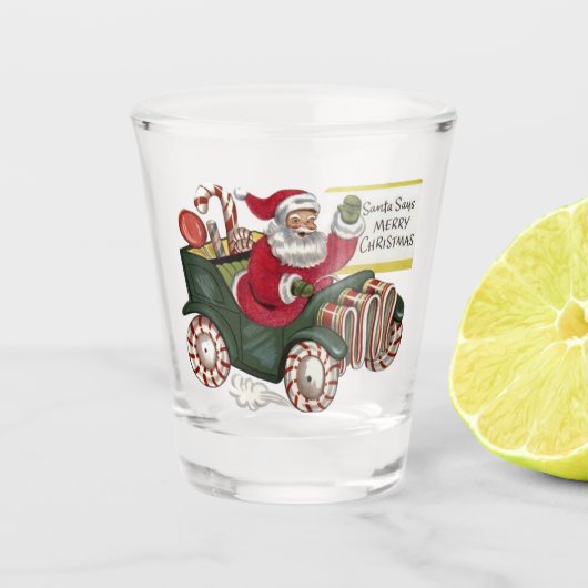 Santa Says Merry Kerstmis Shot Glas (Voorkant)