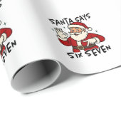 Santa Says Six Seven 6 7 Funny Brainrot Christmas Cadeaupapier (Rol Hoek)