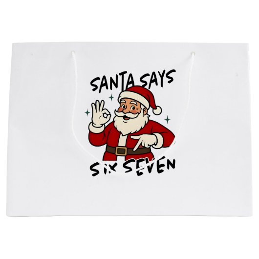 Santa Says Six Seven 6 7 Funny Brainrot Christmas Groot Cadeauzakje (Voorkant)