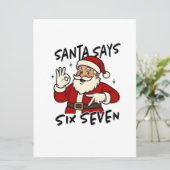 Santa Says Six Seven 6 7 Funny Brainrot Christmas Kaart (Staand voorkant)