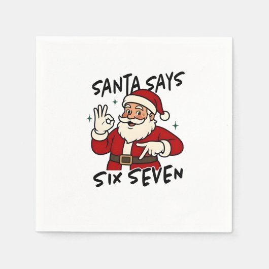 Santa Says Six Seven 6 7 Funny Brainrot Christmas Servet (Voorkant)
