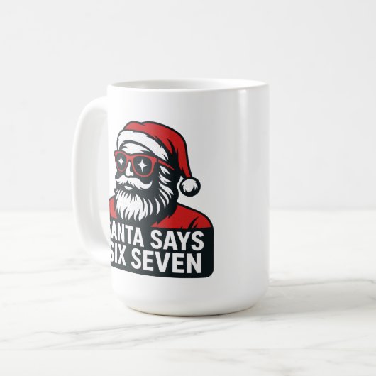 Santa says six seven - christmas humor  koffiemok (Voorkant links)