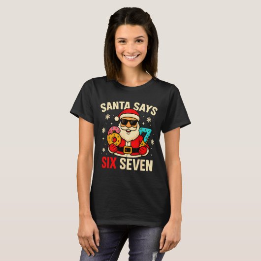 Santa Says Six Seven Funny 67 Meme Christmas Boys  T-shirt (Voorkant volledig)