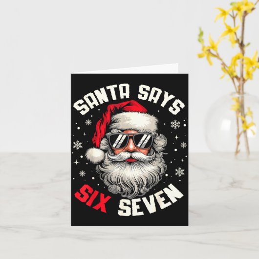Santa Says Six Seven Funny Christmas 67 Meme Xmas Kaart (Gele Bloem)