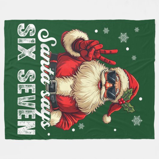 Santa Says SIX SEVEN – Funny Christmas Meme Fleece Deken (Voorkant (Horizontaal))