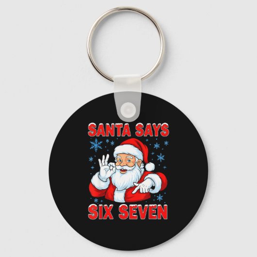 Santa Says Six Seven Funny Gen Z Christmas Gag Bra Sleutelhanger (Voorkant)