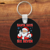 Santa Says Six Seven Funny Gen Z Christmas Gag Bra Sleutelhanger (Voorkant)