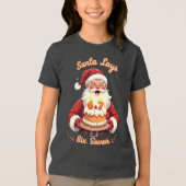 🎅Santa Says Six Seven Meme – Funny Santa Holding  Tri-Blend Shirt (Voorkant)