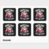 Santa Says Six Seven OK Sign Vierkante Sticker (Vel)