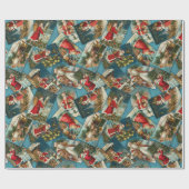 Santa Scatter Blue Wrapping Paper Cadeaupapier (Vlak)