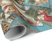 Santa Scatter Blue Wrapping Paper Cadeaupapier (Rol Hoek)