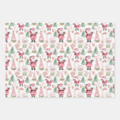 Santa Scene Roze Coördinerende Kerstmis Inpakpapier Vel (Voorkant 3)