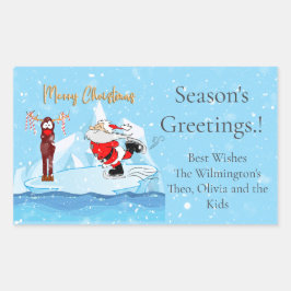 Santa Schaats Christmas Rechthoekig Cadeaulabel Rechthoekige Sticker