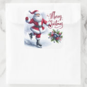 Santa schaatsen op het winterfeest vierkante sticker (Tas)