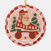 Santa Schaatsen | Retro Rolschaatsen Kerstmis Keramisch Ornament (Voorkant)
