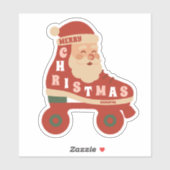 Santa Schaatsen | Retro Rolschaatsen Kerstmis Sticker (Vel)
