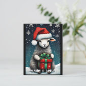 Santa Schattige Baby Sheep Christmas Gift Holiday Briefkaart (Staand voorkant)