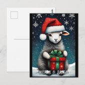 Santa Schattige Baby Sheep Christmas Gift Holiday Briefkaart (Voorkant / Achterkant)