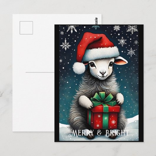 Santa Schattige Baby Sheep Christmas Gift Holiday Briefkaart (Voorkant / Achterkant)