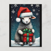 Santa Schattige Baby Sheep Christmas Gift Holiday Briefkaart (Voorkant)