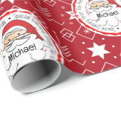 Santa Schattigee traditionele sneeuwvlok kerst Cadeaupapier (Rol Hoek)